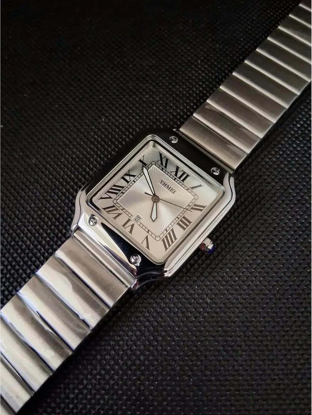 Men's Luxury Square Dial Stainless White Watch